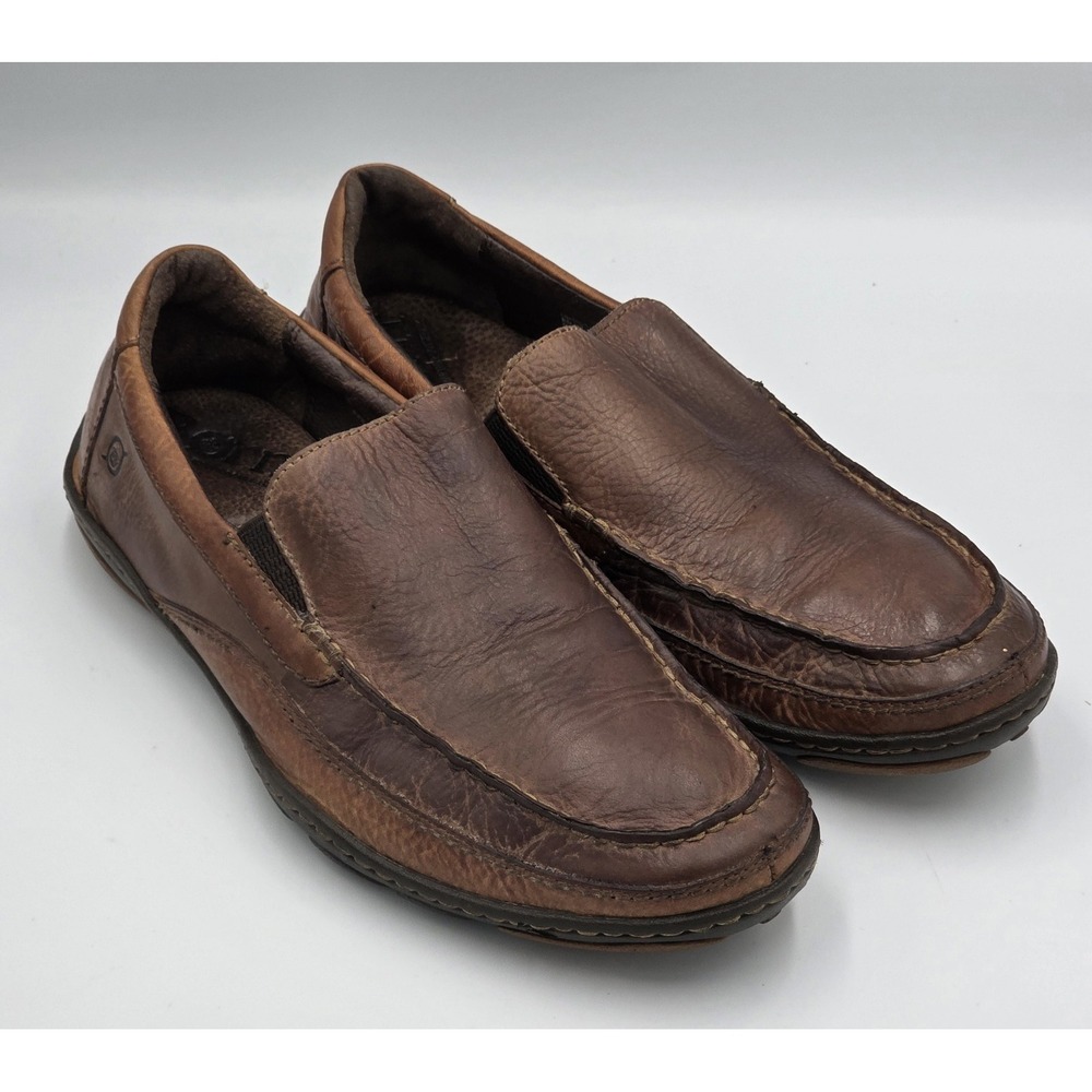 Born Men's Brown Leather Slip-On Loafer Casual Boat Shoes Size US 9 M EU 42.5